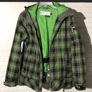 ROXY Limited Edition green plaid ski snowboarding jacket winter coat small